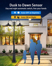Outdoor Landscape Lighting LED 12V Low Voltage PLH05 - Dusk to Dawn 2-Head Outdoor Lamp Post Light with Sensor