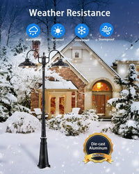 Outdoor Landscape Lighting LED 12V Low Voltage PLH05 - Dusk to Dawn 2-Head Outdoor Lamp Post Light with Sensor