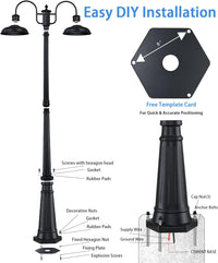 Outdoor Landscape Lighting LED 12V Low Voltage PLH05 - Dusk to Dawn 2-Head Outdoor Lamp Post Light with Sensor