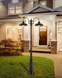 Outdoor Landscape Lighting LED 12V Low Voltage PLH05 - Dusk to Dawn 2-Head Outdoor Lamp Post Light with Sensor