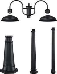 Outdoor Landscape Lighting LED 12V Low Voltage PLH05 - Dusk to Dawn 2-Head Outdoor Lamp Post Light with Sensor