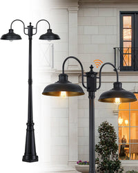 Outdoor Landscape Lighting LED 12V Low Voltage PLH05 - Dusk to Dawn 2-Head Outdoor Lamp Post Light with Sensor