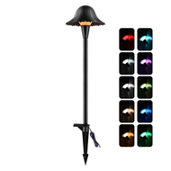 ALPR01 12V Low Voltage 5W 10-Color RGBCW LED Landscape Lighting 200LM, Black Umbrella Pathway Light Package, Die-Cast Aluminum, IP65 Waterproof - 1 Pack