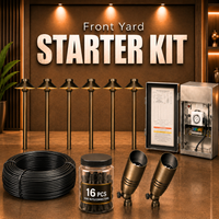 Complete Brass Landscape Lighting Kit: Spotlights, Path Lights, Transformer, Wire & All Required Components