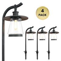 Outdoor Landscape Lighting LED 12V Low Voltage ALP05 4-Pack 12V-15V AC Low Voltage 1.34W 146LM 2700K Soft White LED G4 Bulb Included Landscape Lighting, Black Curved Lamp Pathway Light Package, Die-Cast Zinc Aluminum, IP65 Waterproof
