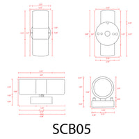 SCB05 4x/8x/12x Package LED Cylinder Up Down Light 2 Directional Brass Sconce Lighting with 12V Low Voltage 5W 3000K Bulb