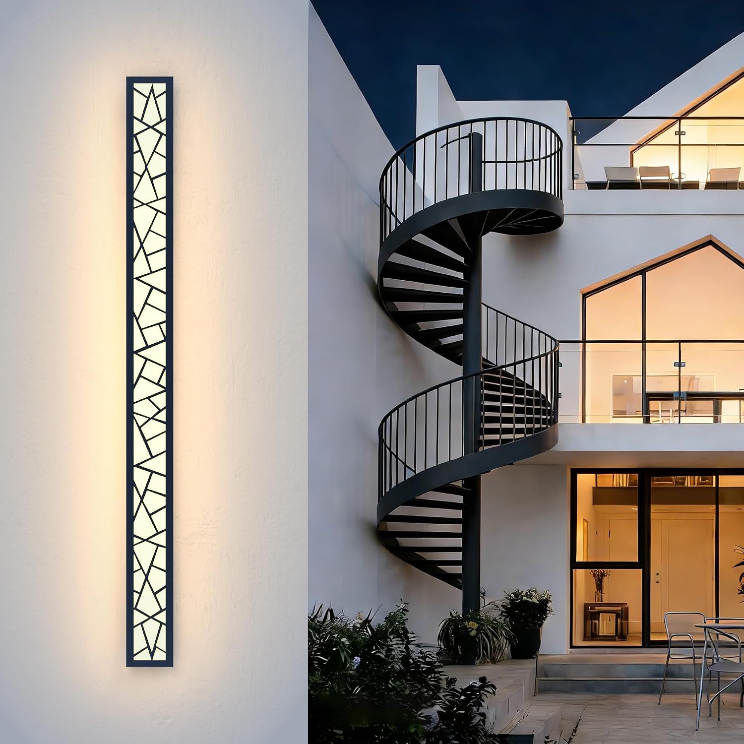 SCH18 1-Pack LED 39.4 Inch Rectangular Modern Outdoor Wall Sconce Light 32W 3200LM 3000K Aluminum and Acrylic Integrated LED Line Voltage 110V AC IP67