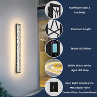 SCH18 1-Pack LED 39.4 Inch Rectangular Modern Outdoor Wall Sconce Light 32W 3200LM 3000K Aluminum and Acrylic Integrated LED Line Voltage 110V AC IP67