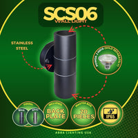 Outdoor Landscape Lighting LED 12V Low Voltage SCS06 4x/8x/12x Package LED Stainless Steel Cylinder Up Down Light 2 Directional Sconce Lighting with 12V Low Voltage 3W 3000K Bulb