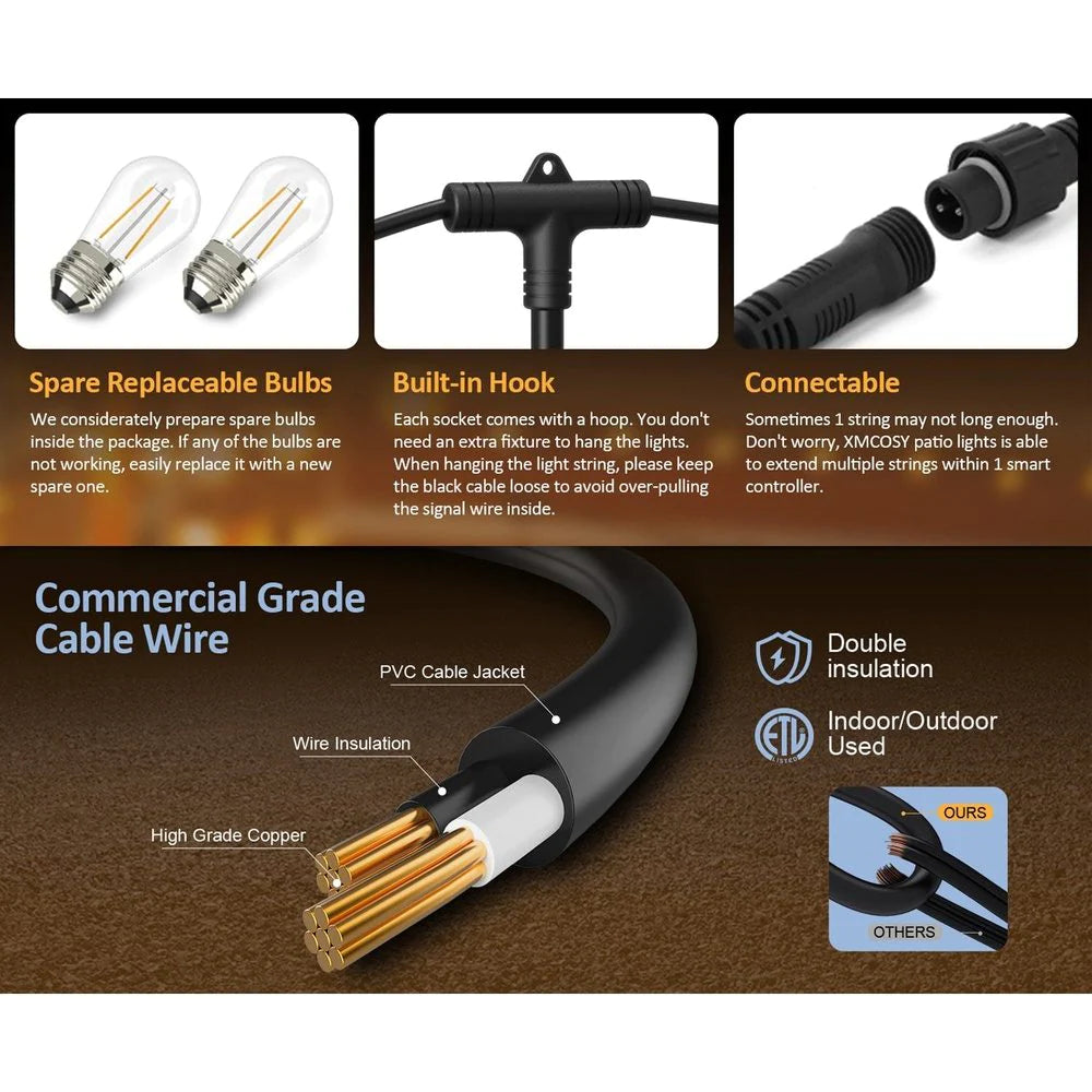 SL102 Weatherproof Dimmable Smart Outdoor String Lights – Kings Outdoor ...