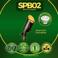 Outdoor Landscape Lighting LED 12V Low Voltage SPB02 4x/8x/12x Package 12V Low Voltage Small Directional Bullet Brass Spotlight Outdoor Landscape Lighting 2W 3000K Bulb