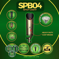 Outdoor Landscape Lighting LED 12V Low Voltage SPB04 4x/8x/12x Package Adjustable 12V Low Voltage LED Bullet Landscape Brass Spotlight Outdoor Lighting with 3W 3000K Bulb