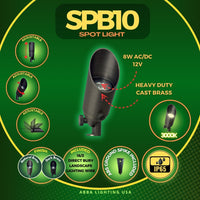 Outdoor Landscape Lighting LED 12V Low Voltage SPB10 8W 3000K Warm White Integrated LED Brass Spotlight 12V Low Voltage Small Directional Bullet Light