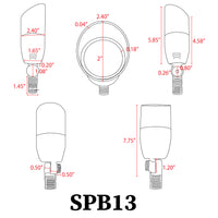 SPB13 3W-12W Adjustable LED Low Voltage Outdoor Landscape Lighting Bullet Style Spotlight