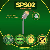 Outdoor Landscape Lighting LED 12V Low Voltage SPS02 4x/8x/12x Package 12V Low Voltage LED Stainless Steel Spotlight Adjustable Up Lighting Fixtures with 5W 3000K Bulb