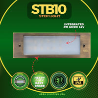 Outdoor Landscape Lighting LED 12V Low Voltage STB10 4W 3000K Warm White Integrated LED Indoor Outdoor Horizontal Brass Step Light 12V Low Voltage Lighting