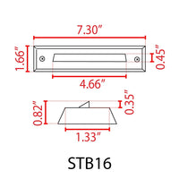 STB16 2W LED Cast Brass Surface Mounted Slim Horizontal Outdoor & Indoor Brass Step Light 12V Low Voltage