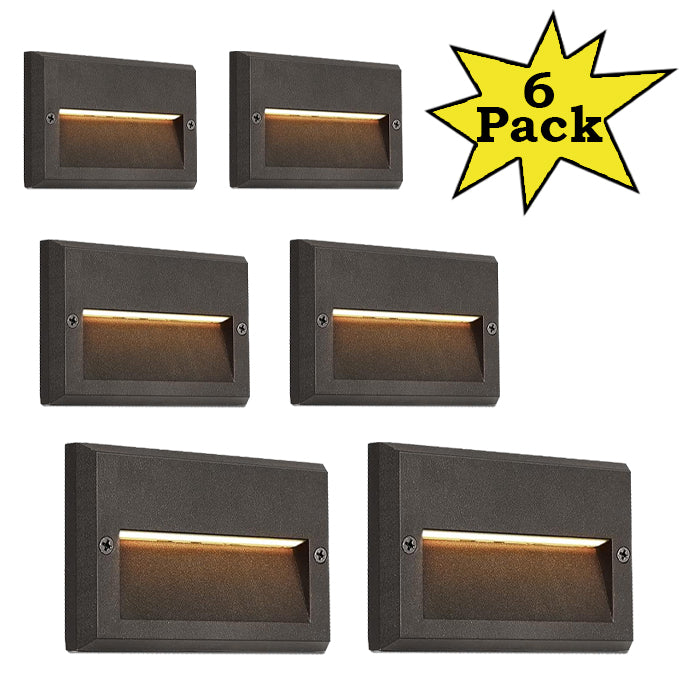 STLA11 6-Pack 3W Low Voltage 5.5" LED Outdoor Step Lights, 12V LED Deck Lights Landscape Lights