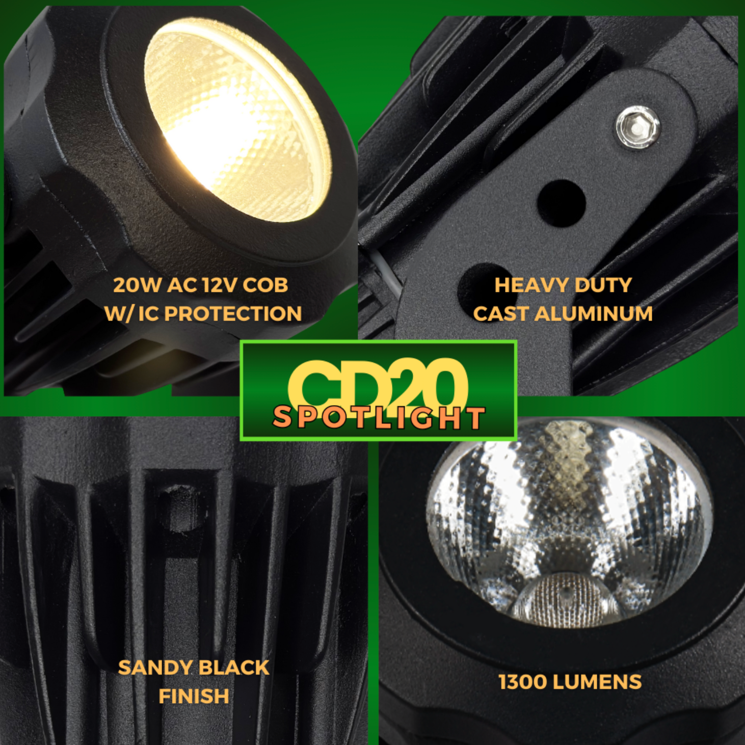 CD20 20W Low Voltage LED Aluminum Outdoor Spotlight