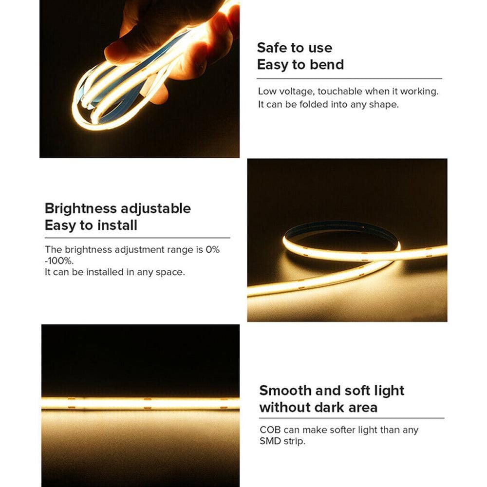 SLD02 Dotless Single Color Linear LED Strip Lights Low Voltage FCOB 3.