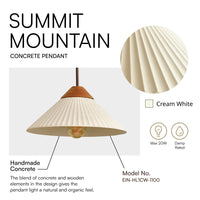 Summit Mountain Concrete Hanging Pendant Light E26 Socket Line Voltage 100V-240V AC IP64 Damp-rated