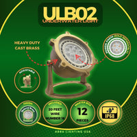 Outdoor Landscape Lighting LED 12V Low Voltage ULB02 4x/8x/12x Package Cast Brass PAR36 LED 12V Low Voltage Underwater Pond Light IP68 Waterproof 10W 160° 3000K Bulb