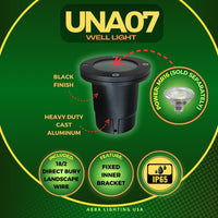 Outdoor Landscape Lighting LED 12V Low Voltage UNA07 Cast Aluminum 12V Low Voltage Round LED In-ground Well Light IP65 Waterproof