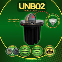 Outdoor Landscape Lighting LED 12V Low Voltage UNB02 4x/8x/12x Package Cast Brass 12V Low Voltage Half Moon Round LED In-ground Well Light IP65 Waterproof with 5W 3000K Bulb