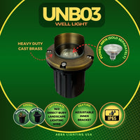 Outdoor Landscape Lighting LED 12V Low Voltage UNB03 Cast Brass 12V Low Voltage Shielded LED In-ground Well Light IP65 Waterproof