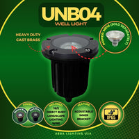 Outdoor Landscape Lighting LED 12V Low Voltage UNB04 Cast Brass 12V Low Voltage Round LED In-Ground Well Light IP65 Waterproof
