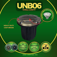 Outdoor Landscape Lighting LED 12V Low Voltage UNB06 Cast Brass 12V Low Voltage Round Grill LED In-Ground Well Light IP65 Waterproof