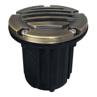 UNB06 Parrilla redonda LED de bajo voltaje de latón fundido Luz de pozo enterrada IP65 a prueba de agua - Latón Natural / Ninguna