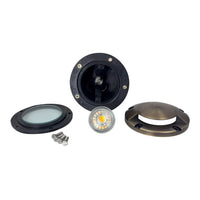 Outdoor Landscape Lighting LED 12V Low Voltage UNB09 4x/8x/12x Package Cast Brass Round Mono-Directional 12V Low Voltage LED In-ground Light with 5W 3000K Bulb