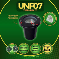 Outdoor Landscape Lighting LED 12V Low Voltage UNF07 4x/8x/12x Package Fiber Glass 12V Low Voltage Round LED In-ground Well Light IP65 Waterproof with 3W 3000K Bulb