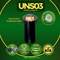 Outdoor Landscape Lighting LED 12V Low Voltage UNS03 Stainless Steel Mono Directional One Slit In-Ground 12V Low Voltage LED In Ground Landscape Lighting