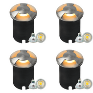 UNS02 Iluminación de paisaje de luz LED subterránea de bajo voltaje empotrada a prueba de agua - 4 Pack / Stainless Steel