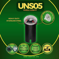 Outdoor Landscape Lighting LED 12V Low Voltage UNS05 Stainless Steel Tri Directional Three Slit In-Ground 12V Low Voltage LED In Ground Landscape Lighting