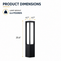 CPLA12 DC12V Low Voltage Integrated LED 3000K Outdoor Aluminum Bollard Path Light Bolted Mount Base IP65 Waterproof