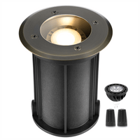 Outdoor Landscape Lighting LED 12V Low Voltage 2206B Brass In-ground Well Lights, Low Voltage IP65 Waterproof 12V LED Outdoor Landscape Lighting (Fat 2206B)