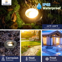 Outdoor Landscape Lighting LED 12V Low Voltage 2206B Brass In-ground Well Lights, Low Voltage IP65 Waterproof 12V LED Outdoor Landscape Lighting (Fat 2206B)