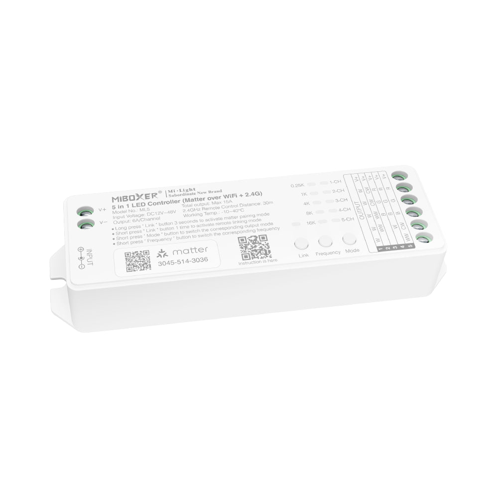 Miboxer ML5 Matter over Wi-Fi LED Strip Light 5 in 1 Controller for Si