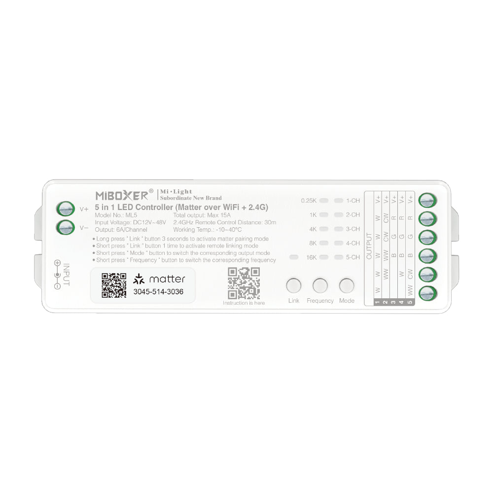 Miboxer ML5 Matter over Wi-Fi LED Strip Light 5 in 1 Controller for Si