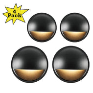 DLA02 4-Pack 2W Low Voltage 2700K Warm White Integrated LED Outdoor Half Moon Deck Lights Package, 12V LED Step Patio Landscape Lights - Black