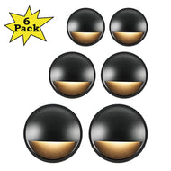DLA02 6-Pack 2W Low Voltage 2700K Warm White Integrated LED Outdoor Half Moon Deck Lights Package, 12V LED Step Patio Landscape Lights - Black
