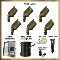 Brass LED Spot Light Kit: (6) Brass Spotlights, All Necessary Components.