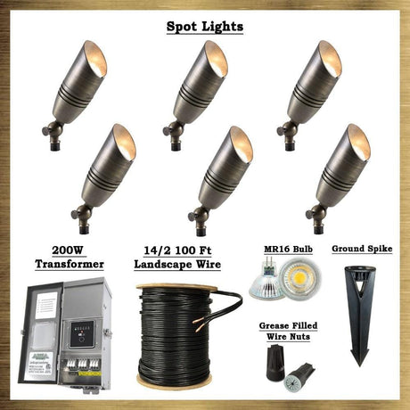 LED Landscape Lighting Kit - 6 Spotlights - Low Voltage