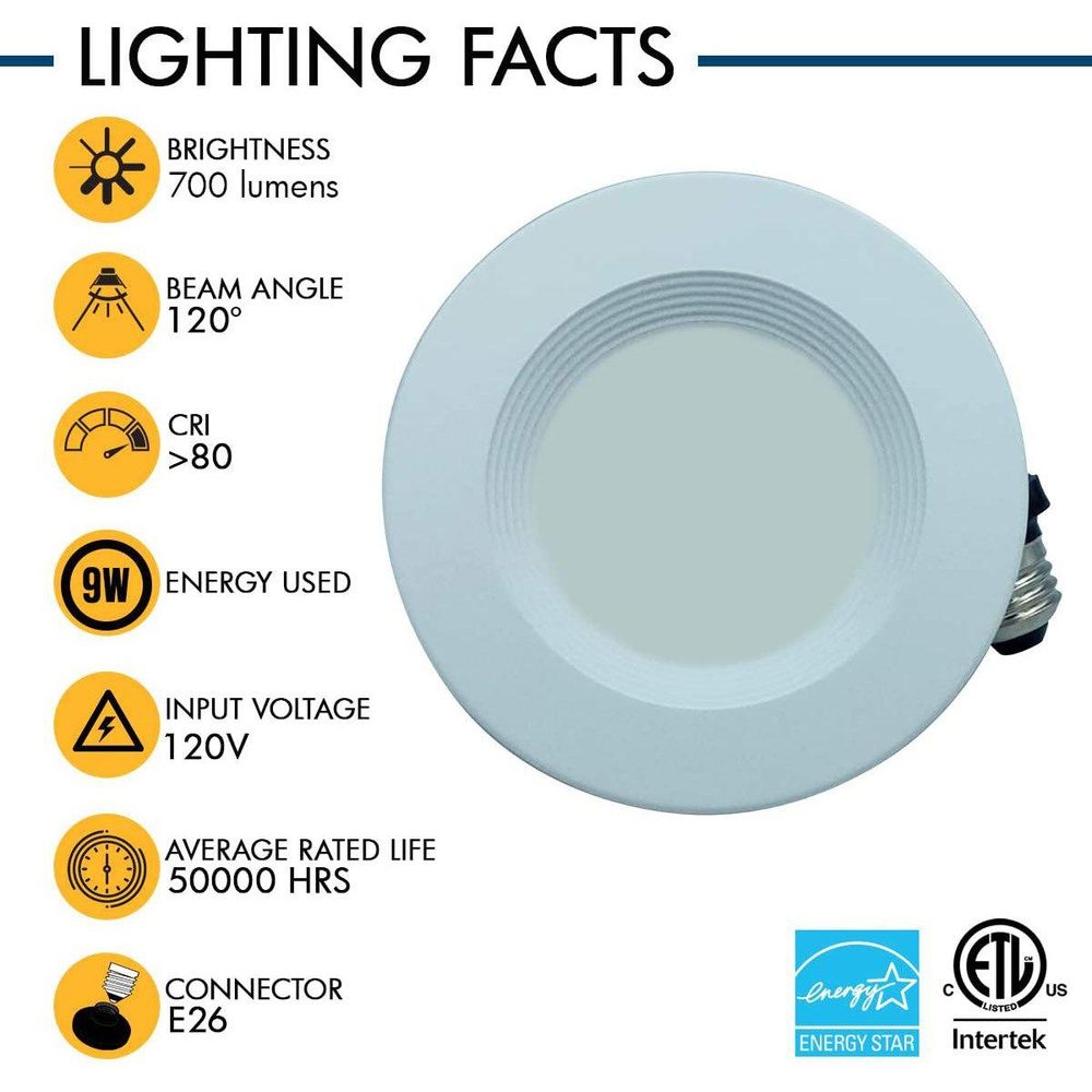 AH Lighting 4" LED Selectable 5CCT 9W Recessed Baffled Retrofit Kit Reflector - Kings Outdoor Lighting