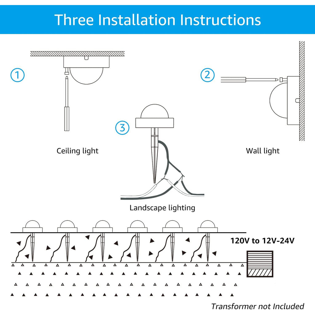 ALD10 12-Pack LED 4.5W Outdoor Deck Lights Package, 12V Low Voltage Landscape Pathway Lights