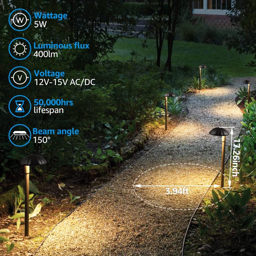 ALP01 6-Pack 5W Low Voltage 12V LED Cast Aluminum Landscape Pathway Lights Package