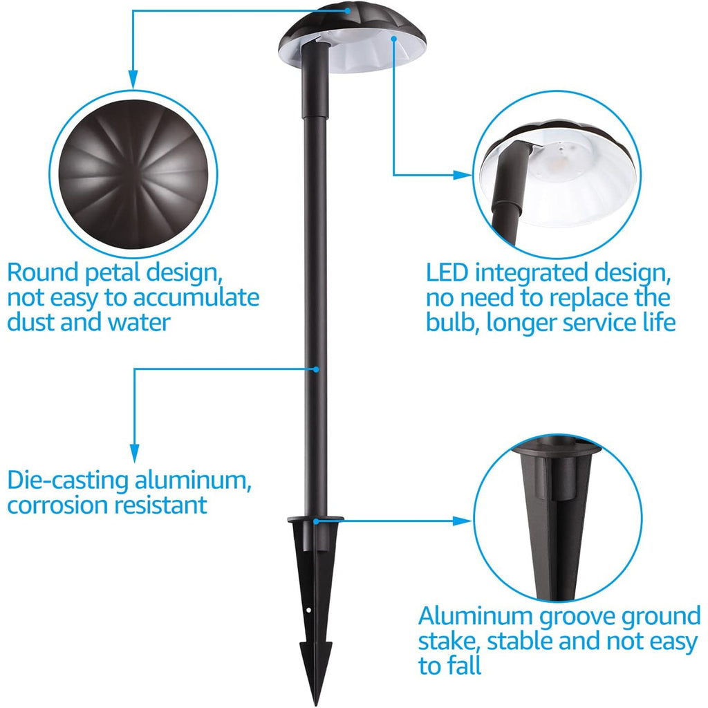ALP01 6-Pack 5W Low Voltage 12V LED Cast Aluminum Landscape Pathway Lights Package